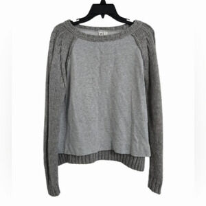 Others Follow Tight Knitted Sweater Gray Women's Small Cotton Mohair Peasant